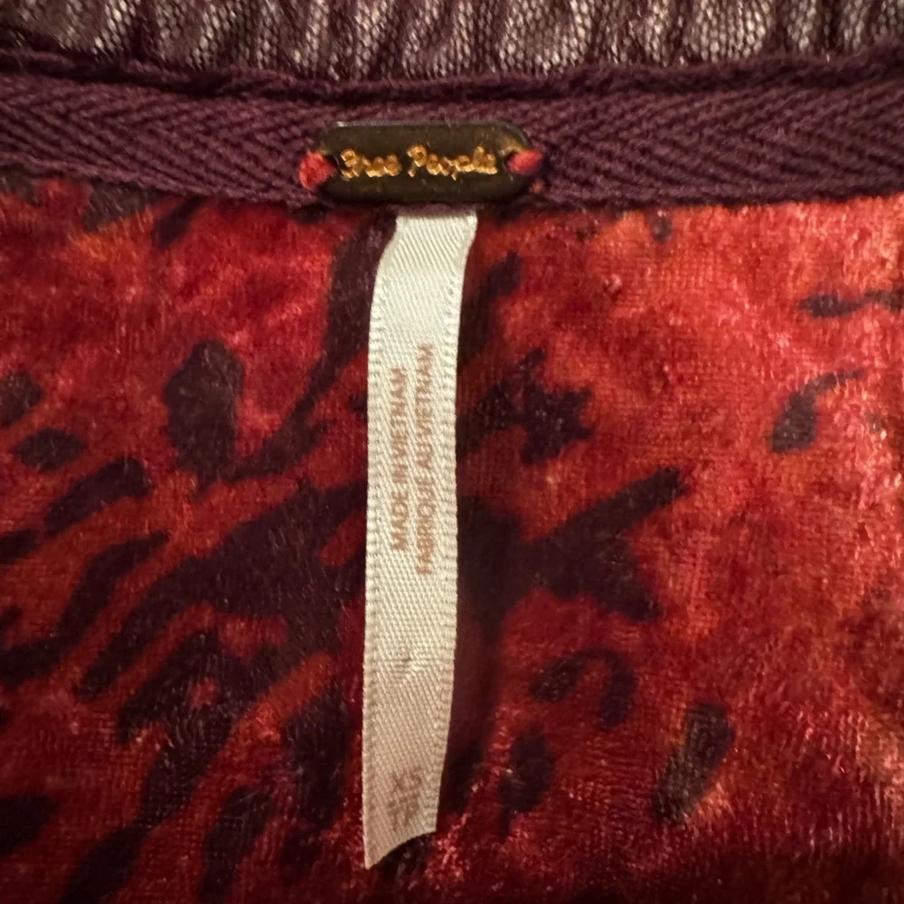 Free People Red Go Get Em Velvet Blouse - Size XS